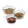 6-Piece Round Glass Casserole Cookware Bakeware Set with Lids