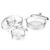 6-Piece Round Glass Casserole Cookware Bakeware Set with Lids