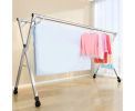 SOGA 2.4m Portable Standing Clothes Drying Rack Foldable Space-Saving Laundry Holder with Wheels