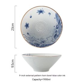 Japanese Large Ceramic Ramen Bowl (Option: Ink painting-9inches)