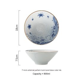 Japanese Large Ceramic Ramen Bowl (Option: Ink painting-7inches)