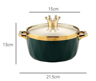 Instant Noodle Bowl with Lid (Option: Diamond Style Green Gold)